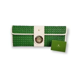 Kate Spade Green Cheshire Straw Clutch